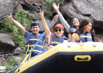 group of four celebrating a nice boat ride